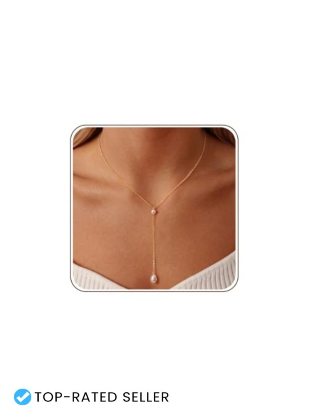 Dainty Gold Plated Pearl Y-Chain Necklace for Women Wedding Jewelry Gift